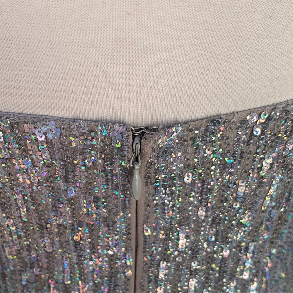 Scala Sequenced Silver Spaghetti Strap Evening Dr… - image 5